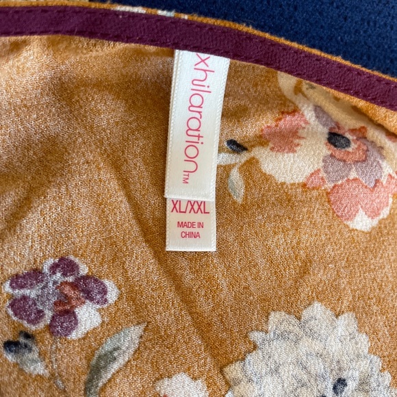 Xhilaration Mustard Yellow Floral Kimono Tunic Sz XL/XXL - Picture 3 of 3
